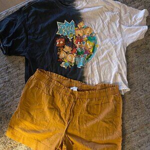 Rugrats Tee & Calligraphie Shorts Bundle - Women’s XL - Good Condition